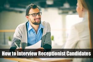 Picture of someone being interviewed for a receptionist position