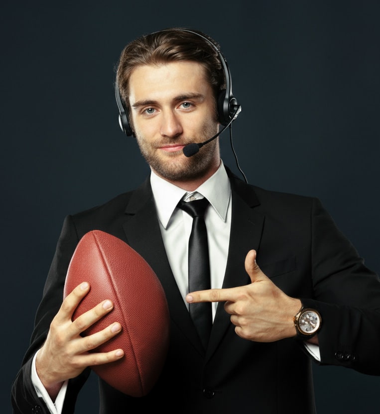 Call Center Leader Holding a Football Preparing for Q1